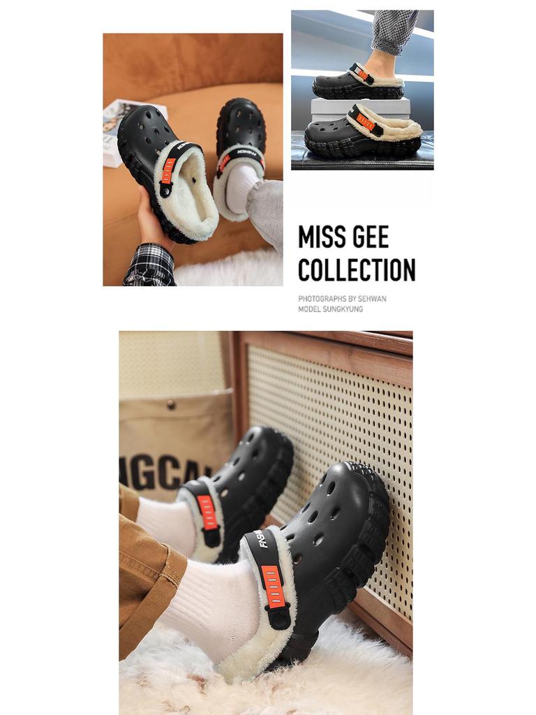 Herre Vinter Fleeceforede Tøfler med Lukket Tå: Tykk, Varm og Komfortabel for Utendørs Bruk