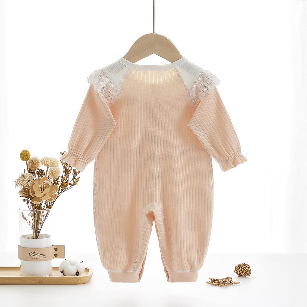 Newborn Baby Girl Romper - Pure Cotton, Boneless Design, Cute Princess Style for Autumn & Spring