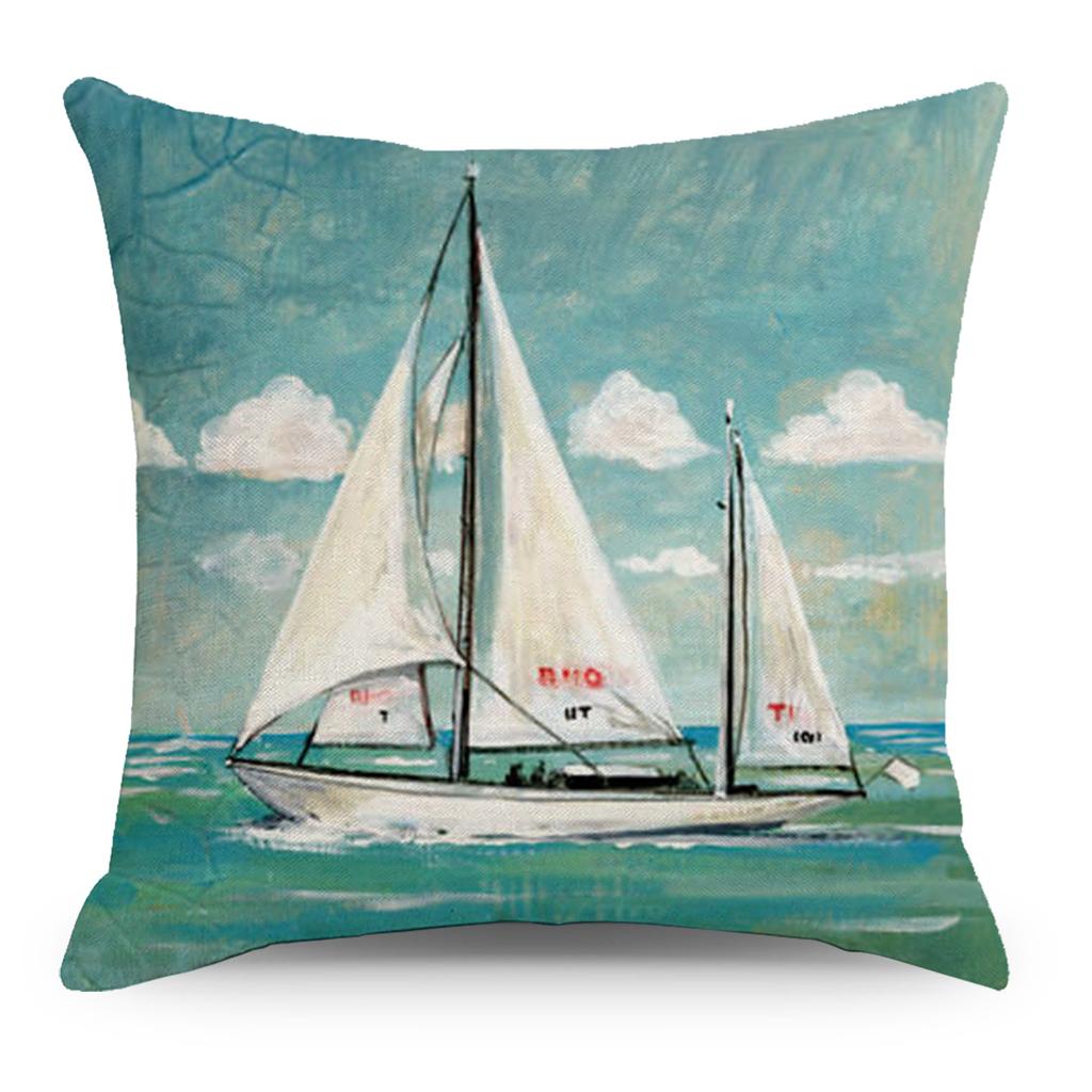 Marine Nautical Anchor Pillow Case Digital Printed Sofa Pillow Line Cushion Case