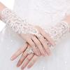 Lace Fingerless Gloves Elegant Short Courtesy Summer Wrist Length Floral Mittens for Women Girls Wedding Halloween Party