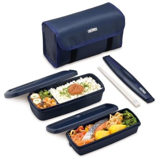Thermos Bento Box 2 Tiers Fresh Lunch Box 900ml Navy Blue DJB-905W NB