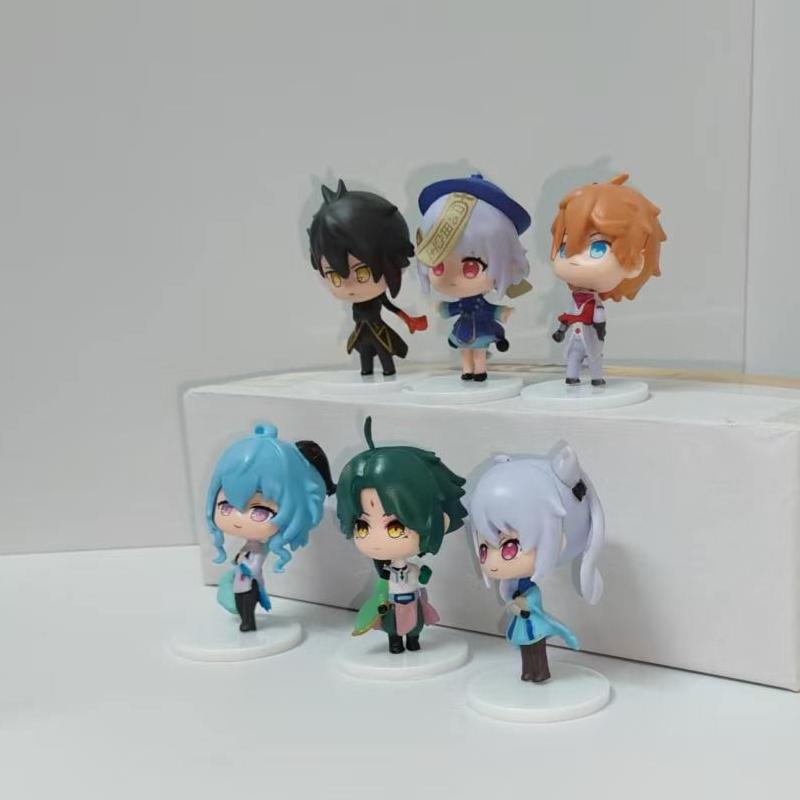 Genshin Impact Q Version Mini Figure Set Anime Game Collectible Statue Doll Desktop Decor Birthday Gift for Fans