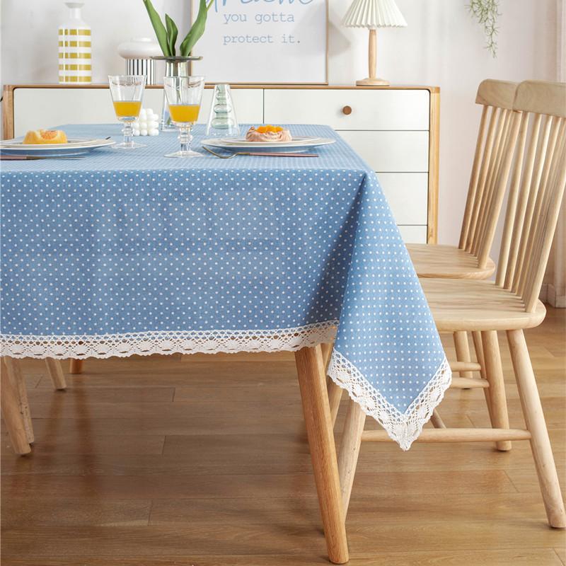 Japanese-Style Polyester-Cotton Simple Yarn-Dyed Plain Fringed Lace Geometric Rectangular Tablecloth Coffee Table Dining Table Cloth