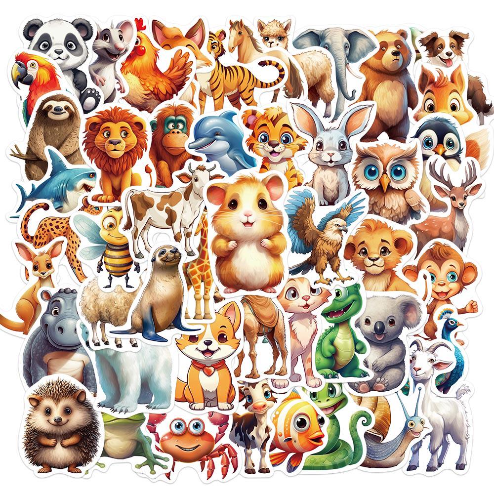 Sada samolepek divoké zvěře: Los, Alpaka, Panda & Lev