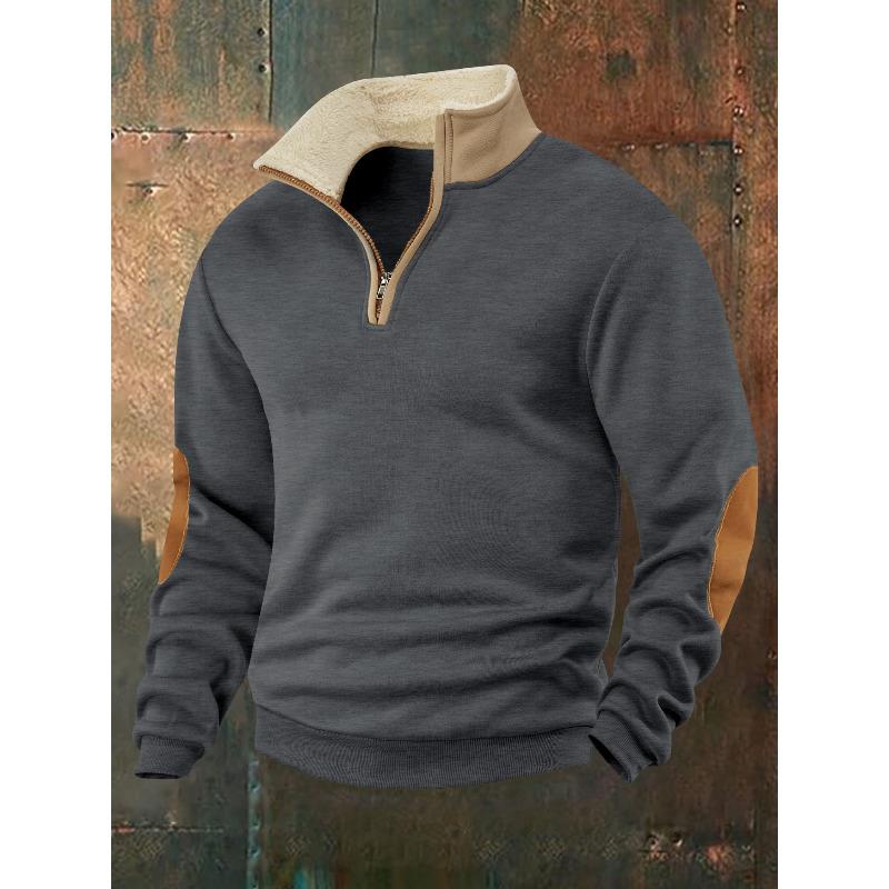 

New Sweater Retro Splicing Embroidered Semi-open Placket Men s Long-sleeved Sweater XXXL темно-серого