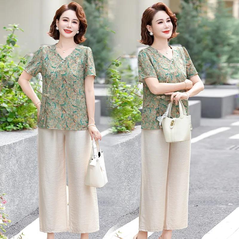 Summer New Chiffon Shirt Casual Top Temperament Middle-aged Chinese Style Shirt Summer