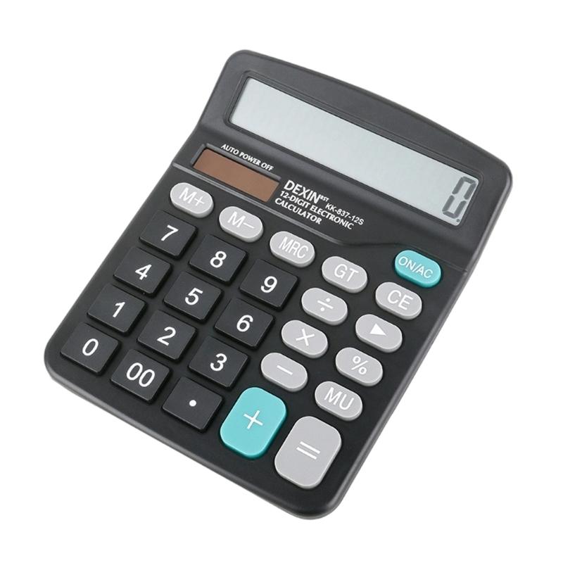 

12 Digit Office Calculators Solar/Battery Powered Mechanical Calculators with Large LCD Display and Big Buttons чёрный