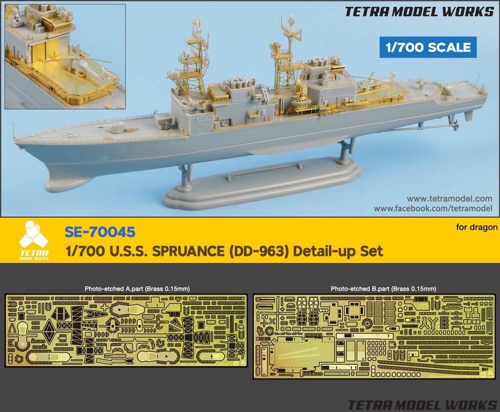 Tetra Models SE Series Spruance Destroyer DR Plastic Model Kit Parts SE7045 1/700 DD-963 (for Company)