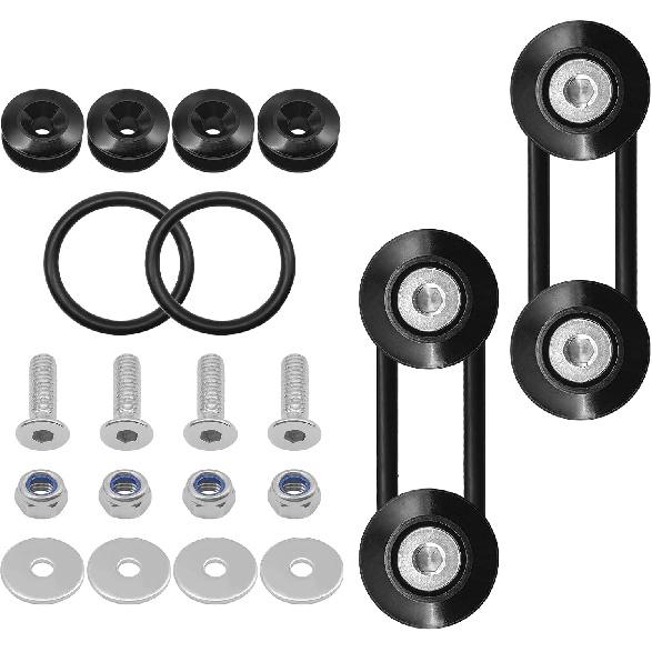 Universal Bumper Quick Release Kit, Aluminum Fasteners for Front Rear Bumper Trunk Fender Hatch Lids (Black, 18 Pieces)