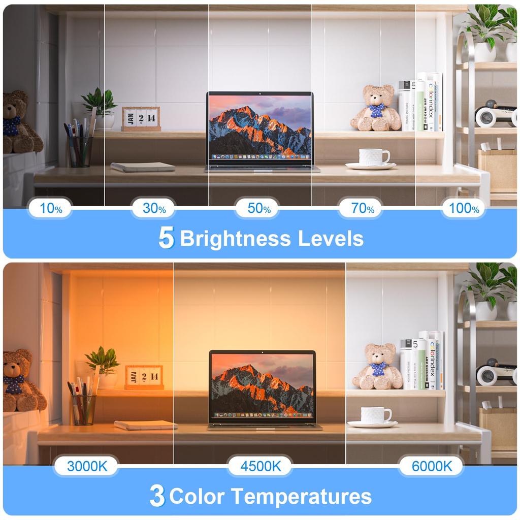 Lampe de Cuisine Rechargeable WILLED 5W, Lampe de Bureau à Température de Couleur Réglable (120 LED), 2500mAh Lumière Tactile, Éclairage Ambiant, Lecture Sans Fil
