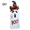Entryway Halloween Decor Door Sign for Front Door, Wooden Ghost Pumpkin Black Cat Indoor Outdoor Ornaments Hanger Wreath, Rustic Farmhouse Welcome