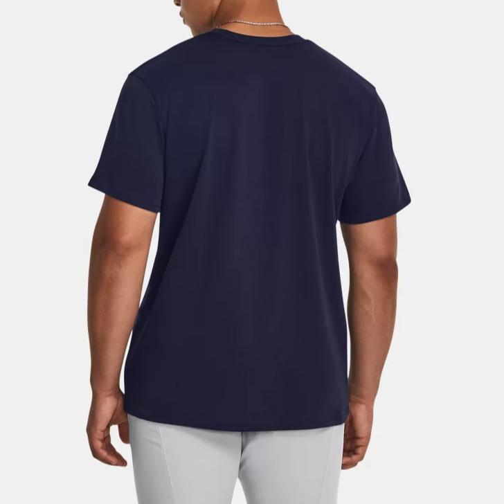 Under Armour Solid Color Training Round Neck Short Sleeve T-Shirt Men Tops Dark-Blue 1373997-410