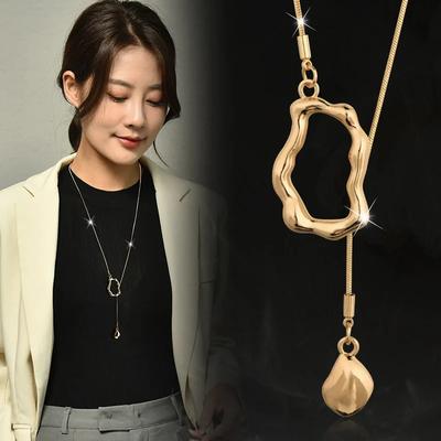 Statement Irregular Geometry Long Necklaces Pendants for Women Personality New Neo Gothic Sweater Chain Accessories