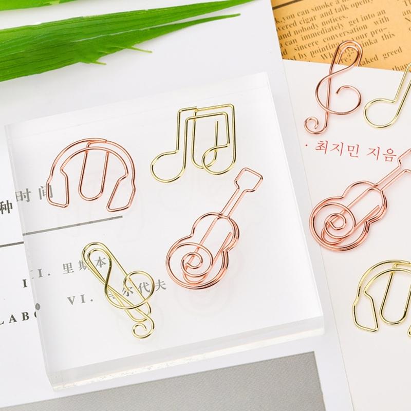 50Pcs Note Paper Clips Stationary Clips File Folders Clamp Mini Paper Clips Music Note Shaped Paper Clip for Home Office