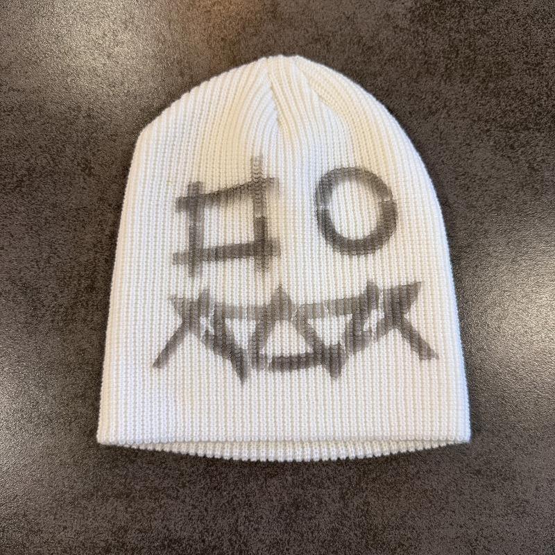 Funny Graffiti Jacquard Knit Beanie Unisex Graffiti Pattern Skull Cap Hip‑Hop Street Style Warm Winter Knitted Hat