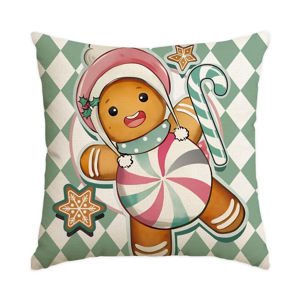 1/4Pcs Christmas Pillowcases, Gingerbread Man Cartoon Cushion Covers, Christmas Decorations, Farmhouse Sofas, Home Decor