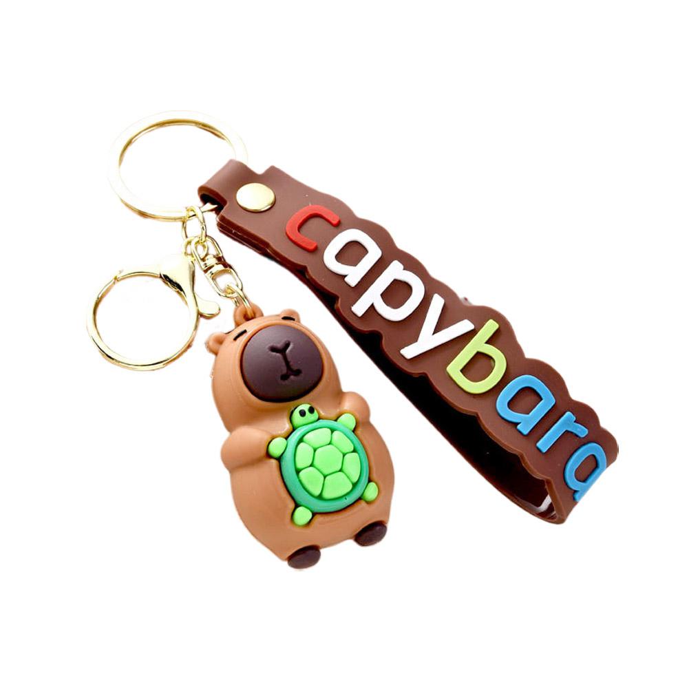 Capybara PVC Pendant Simulation Capybara PVC Keychain Cute With Turtle Anime Keyrings Bag Pendant