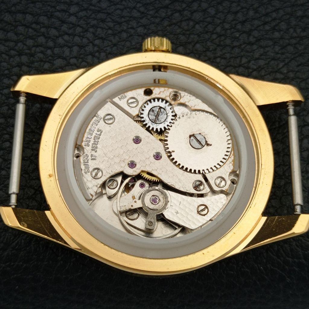 HAND-WINDING VINTAGE SWISS MENS REFURBISHED GREEN COLOR DIAL WATCH A707400-1