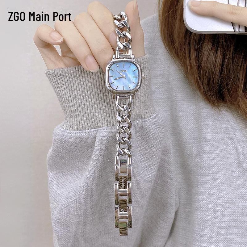 Zhenggang ZGO Damen Leichte Luxus Quadratische Uhr - Perlmutt Armbandstil