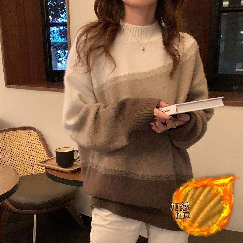 Autumn and Winter New Niche Design Casual Sweater Loose Fashion Pullover Knitted Sweater Lazy Wind Top Women