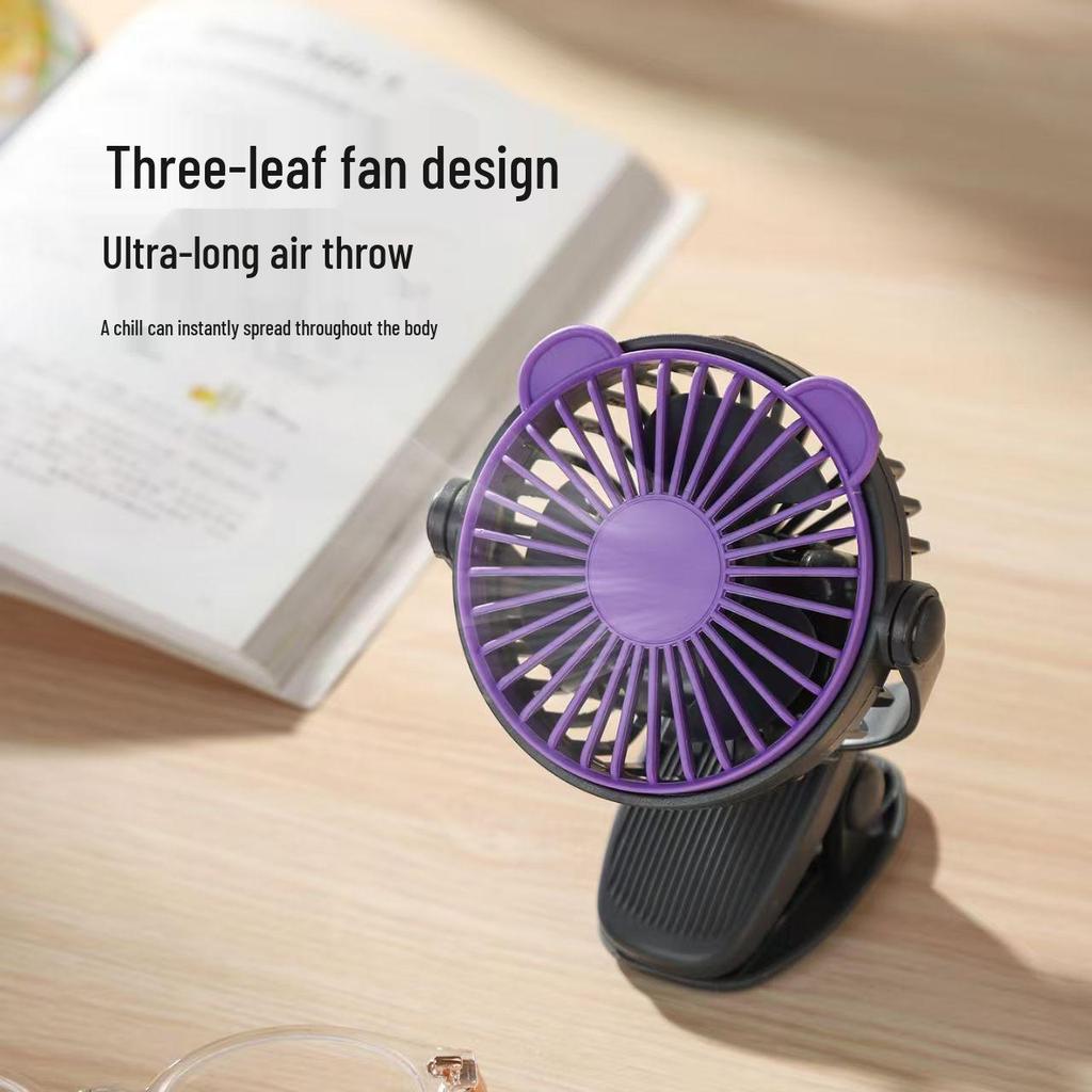 Compact USB-Powered Silent Desk Fan with Three Speeds and Clip Option for Students and Offices