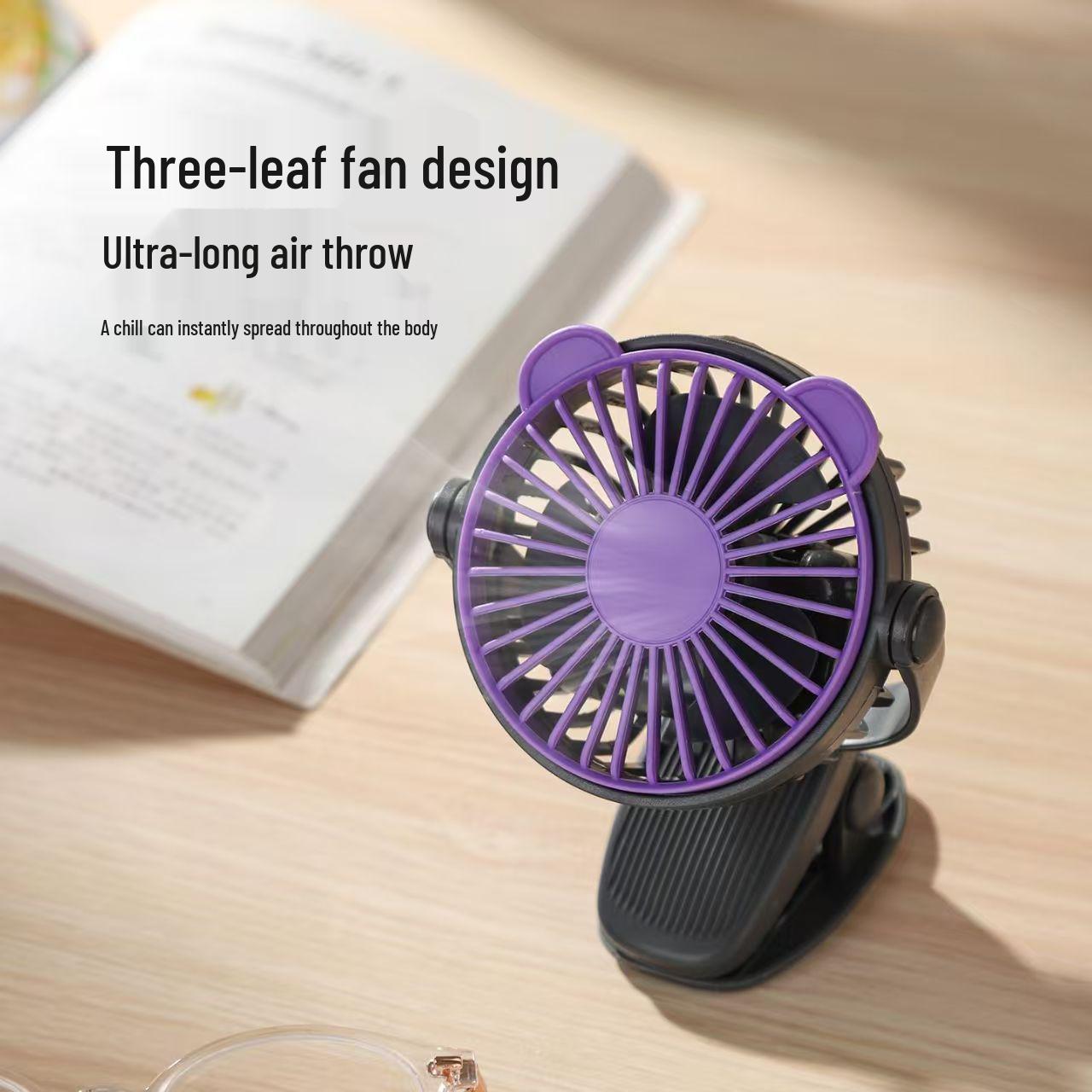 

Compact USB-Powered Silent Desk Fan with Three Speeds and Clip Option for Students and Offices Small dual-use, 30000mAh чёрный