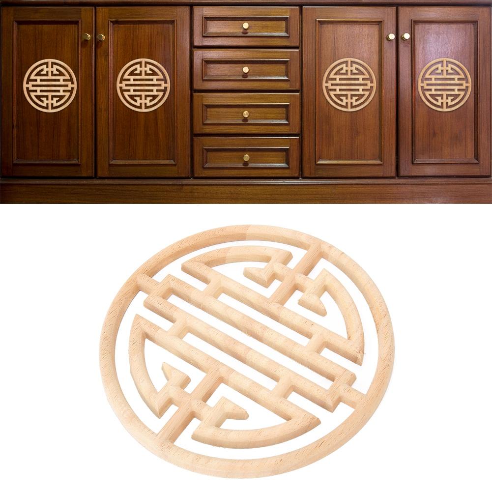 

Chinese Vintage Style Wood Carved Applique Wooden Carving Decal Furniture Cabinet Door Home Decor