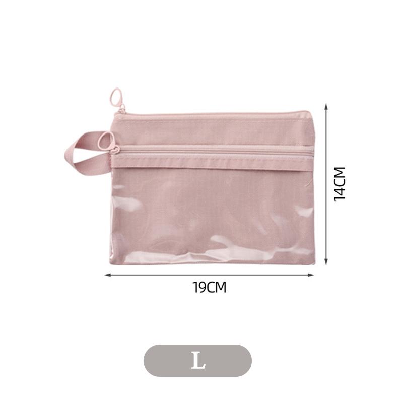 Bolsa de Armazenamento Transparente Simples Portátil de Viagem Impermeável com Zíper de Camada Dupla para Artigos de Higiene Pessoal, Cabos de Dados, Cartões, Joias, Maquiagem