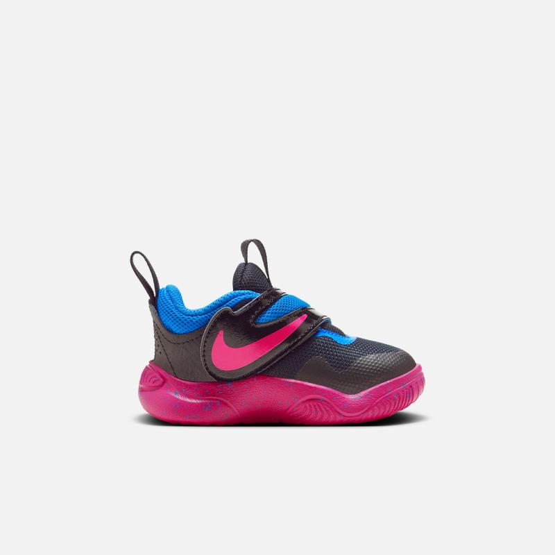 Nike Team Hustle D 11 Synthetic Leather Comfortable Versatile Shock Absorbing Durable Low Top Walking Shoes Baby Shoes Black Purple FB7573-001