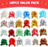 JOYFY 48 PCS Christmas Pull Bows with Ribbon 5” Wide for Gift Wrapping & Gift Tags Boxing Day Holiday Décor