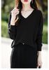 2024 Autumn Women's Diamond Knit V-Neck Velvet Sweater Long Sleeve Korean Style