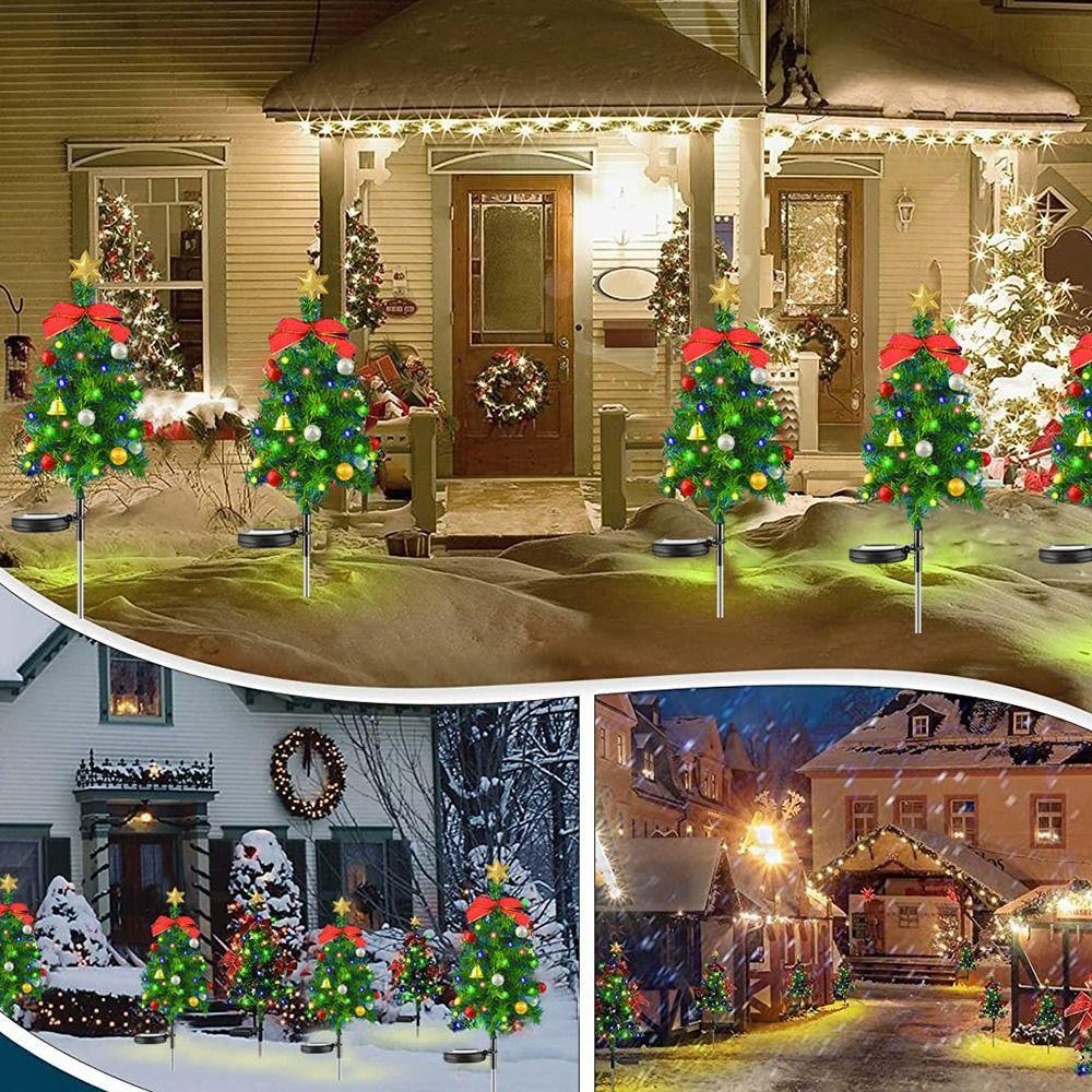 Waterproof Solar Christmas Tree Lights LED Christmas Tree Floor Lights Simulated   Yard