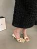 2025 Summer New Cross-strap Fashion Medium Heel Slippers Open-toed Square Heel French High-heeled Cool Slippers