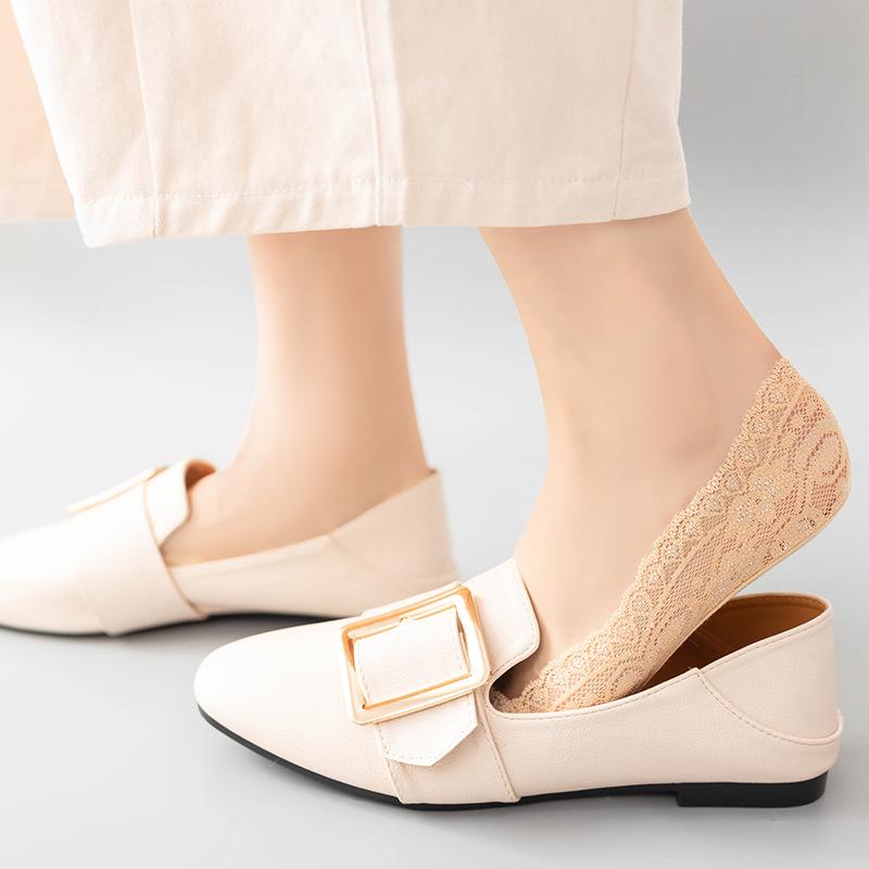 Women's Non-Slip Low Cut Ice Silk Lace Socks