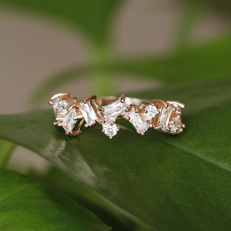 ZAKOL Classic Geometric AAA Cubic Zirconia Adjustable Open Rings Shiny Crystal CZ Engagement Wedding Ring Accessories