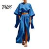 Women Relaxed Fit Suit Summer 2 Piece Outfits, Batwing Half Sleeve Crop Top Breathable Clothing And High Slit Maxi Skirt Travel Vacation Matching Sets