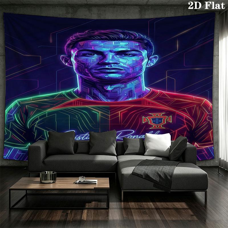 CR7 Cristiano Ronaldo Wall Tapestry Aesthetic Wall Hanging Printed Fabric Blanket Decorative Tapestries for Bedroom Living Room Home Decor
