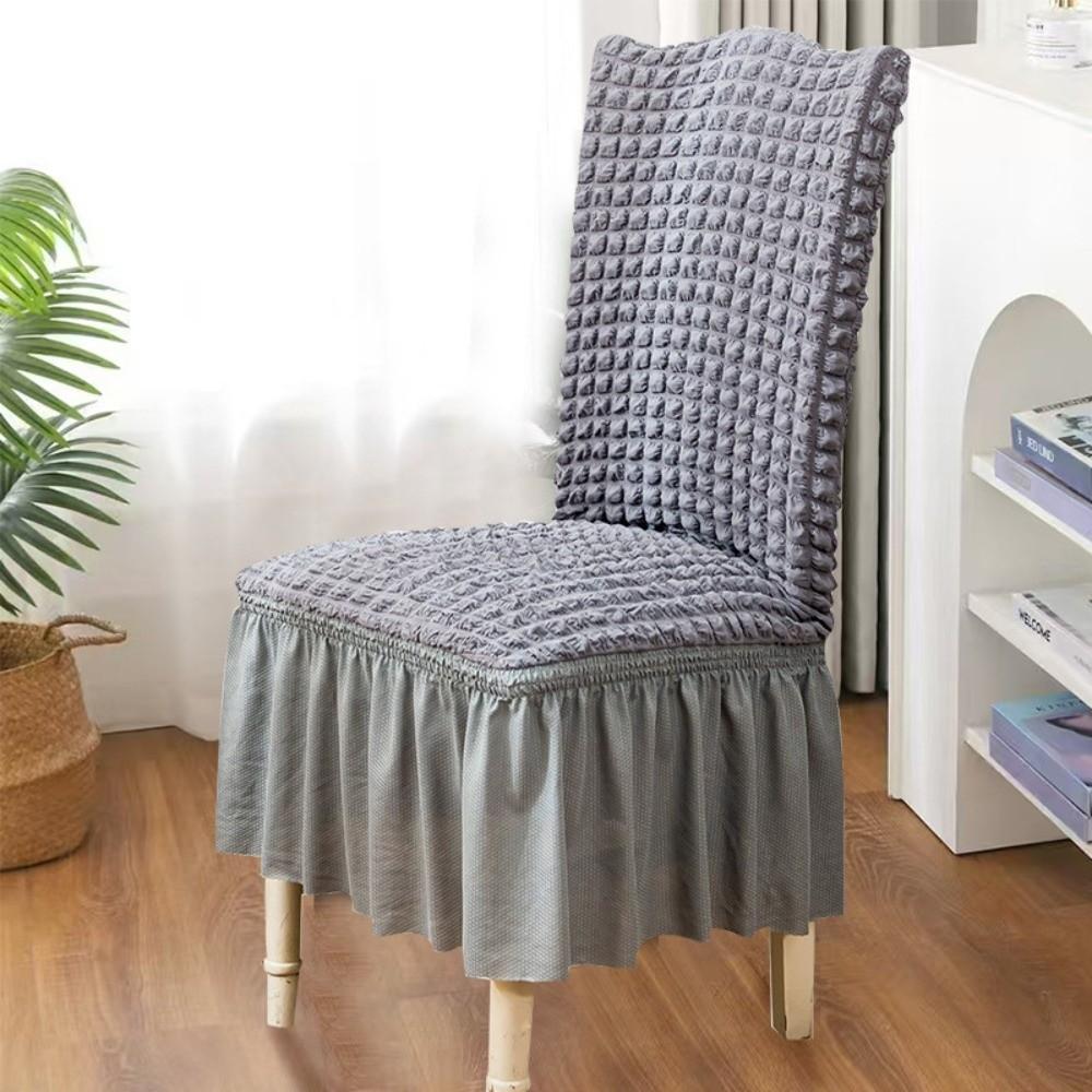 Seersucker Stretch Puff Chair Cover Long Skirt Universal Chair Slipcover Removable Elasticity Backrest Chair Case Home Use