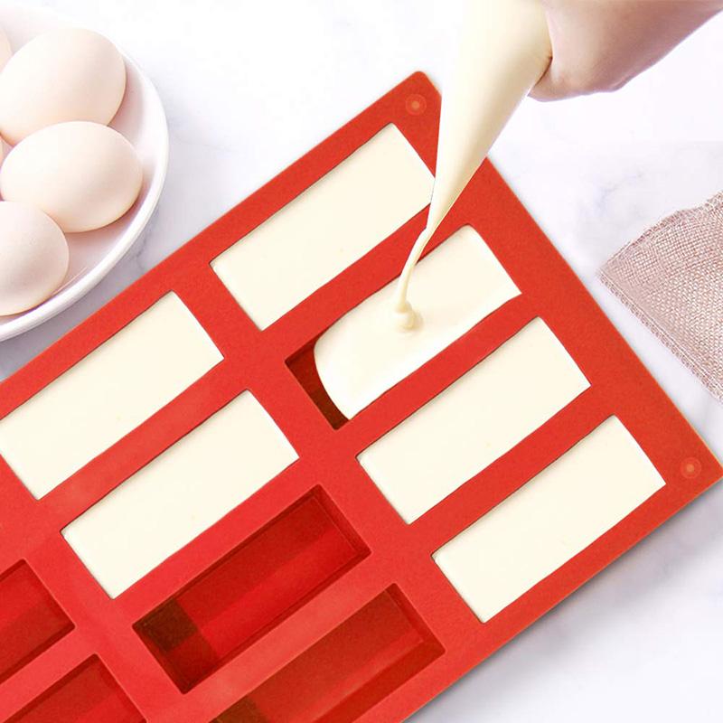 Random Color Granola Bar Mold Silicone Mold12-Cavity Rectangle Molds for Energy BarSilicone Baking Molds for Large Granola Bar