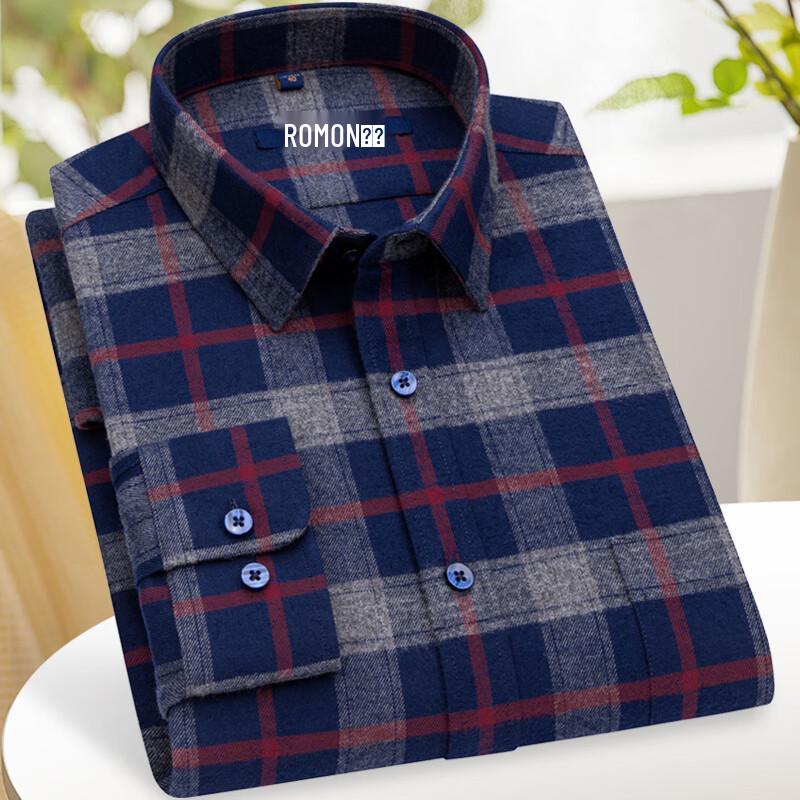

Romon Men s 100% Cotton Long-Sleeved Formal Shirt 40