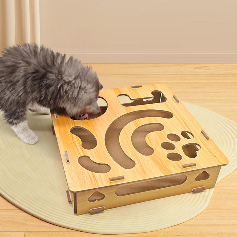 Cat Puzzle Toy Felt Puzzle Box Cat Exercise Toy With Ball Indoor Sports Entertainment Hunting Cat Toys For Indoor Cats