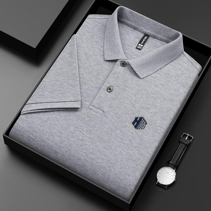 

Футболка с короткими рукавами для мужчин, летняя модная повседневная футболка среднего возраста, простая повседневная футболка из хлопка с тонкими лацканами XXXXL