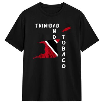 Vintage T-Shirt Summer Trinidad and Tobago Map Pride Trinidadian Roots Flag Hippie T-Shirts  Pure Cotton Tshirt for Men