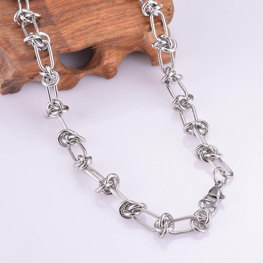 1Pc Stainless Steel Tie Knot Wire Chain Necklaces For Women Men Hip Hop Exaggerated Choker Necklace Chain Fashion Jewelry