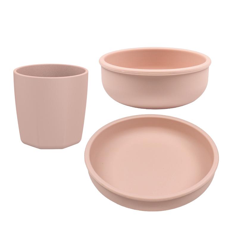 Nordic Silicone Kids Tableware Set: 5-Piece Includes Plate, Bowl, Fork, and Spoon