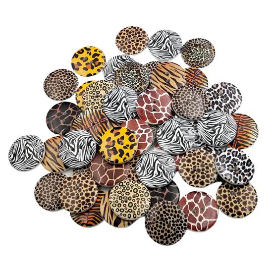 

50 шт. пуговиц для шитья с рисунком в виде кожи животных без заусенцев из дерева, для рукоделия, для поделок, для одежды, аксессуары 25mm