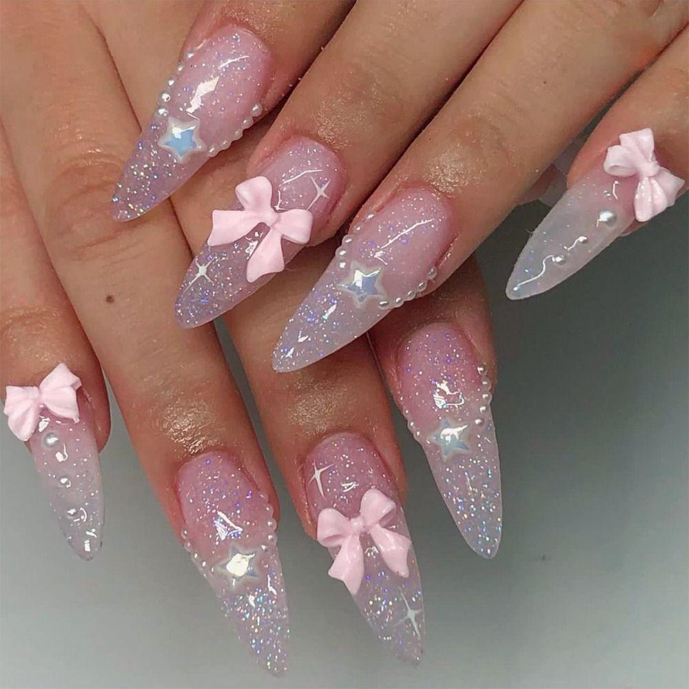 Long Almond Fake Nials Elegant Press on Nails Manicure False Nails  Women