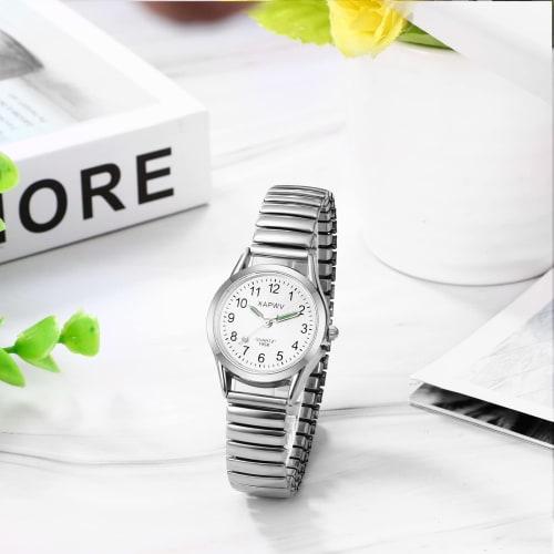 Couple's Watches, Stylish Analog Display with Luminous Movement, Elastic Strap, Silver Quartz Watch for Men and Women, Fashionable Accessory for Birth