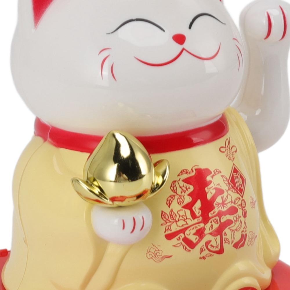Blue & Red & Yellow Solar Waving Lucky Cat Car Dashboard Lucky Cat Home & Corridor Display жёлтый