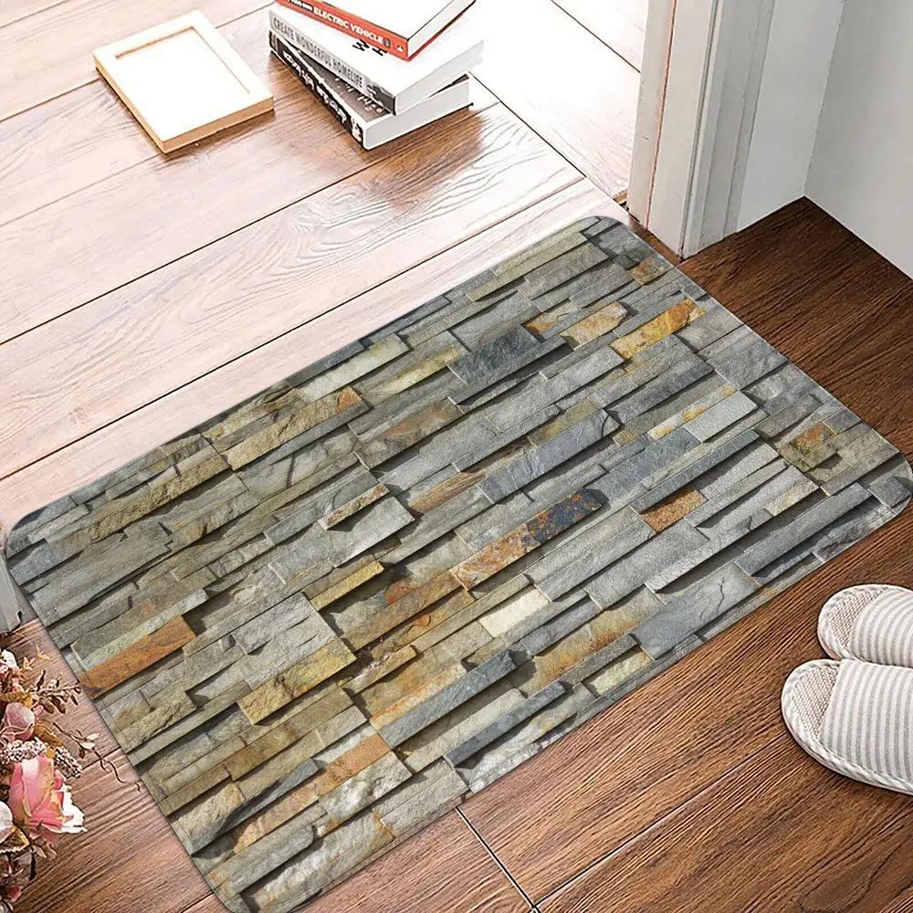 Covor de bun venit cu pietre de pavaj 3D, covoare pentru casă, baie, living, balcon, scară, bucătărie, hol, covor de arie antiderapant